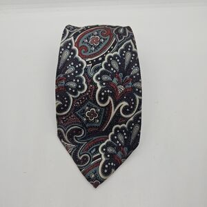 vintage Polo Ralph Lauren paisley tie red navy cream turquoise 58.5 inches